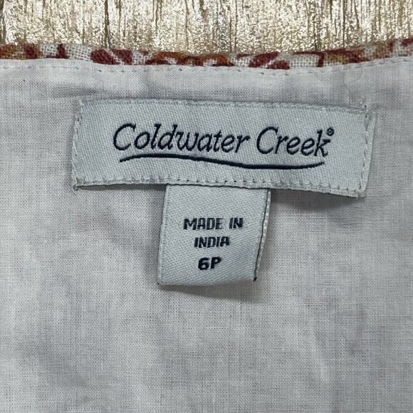 Coldwater Creek Maxi Dress Womens Size 6P Orange Linen Blend Beachy Mature - Picture 3 of 12